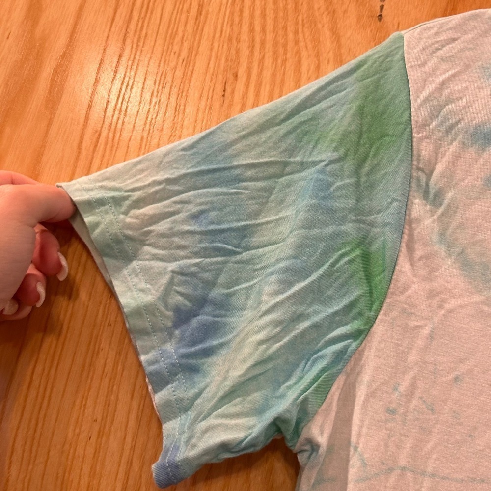Little Sleepies XS Womens Blue Green Tie Dye Short Sleeve Pajama Top - Picture 3 of 7
